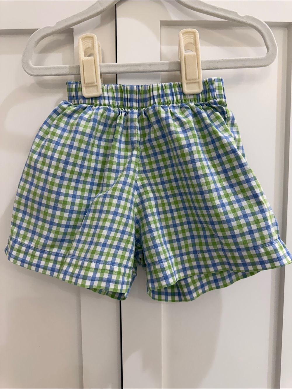 Bella Bliss Blue/Green/White Gingham Pull-On Shorts 18M